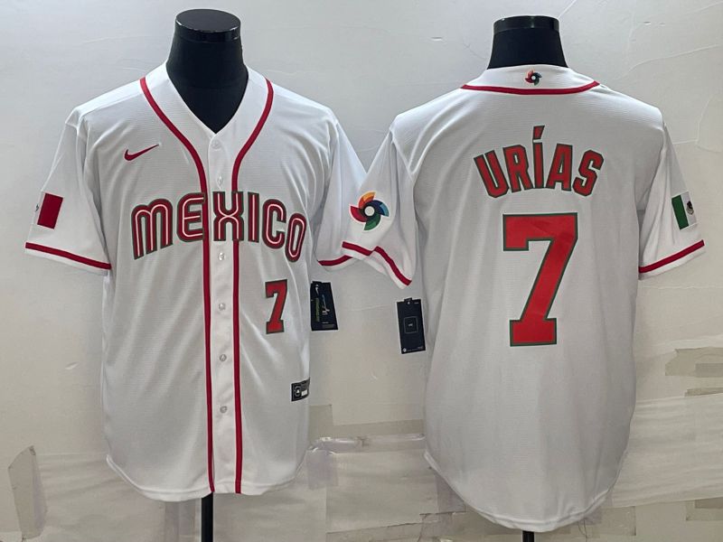 Men 2023 World Cub Mexico #7 Urias White Nike MLB Jersey24